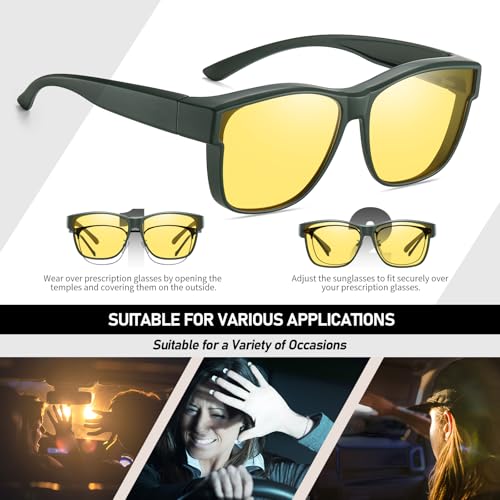 Image of HAOLOTA Night Vision Driving Over Glasses, Polarized Nighttime Glasses Men Women Anti Glare Yellow Tinted Lens