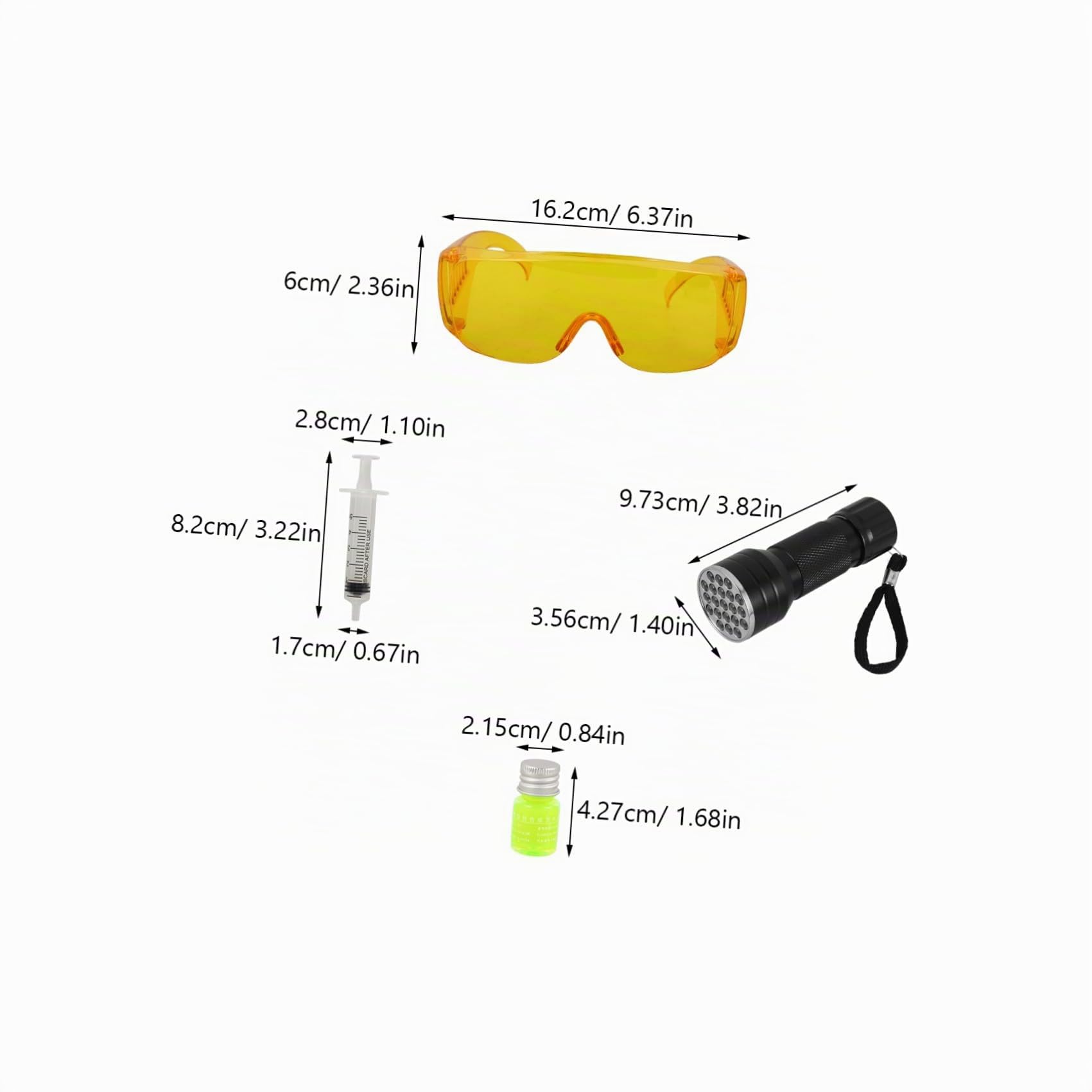 TOYANDONA Kit de Détection de Fuites et Lunettes de pour Climatisation Automobile Lampe Torche UV Plastique Solide Compatible pour Différents Modèles de Voiture