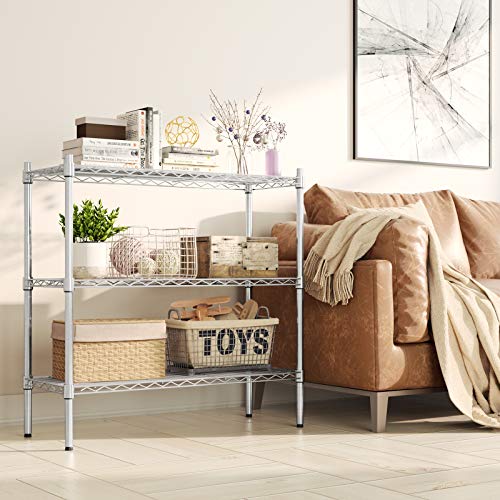 Auslar 3-Shelf Storage Wire Shelves Heavy Duty 3 Tiers Standing Shelving Units Adjustable Metal Organizer Wire Rack thumb #8