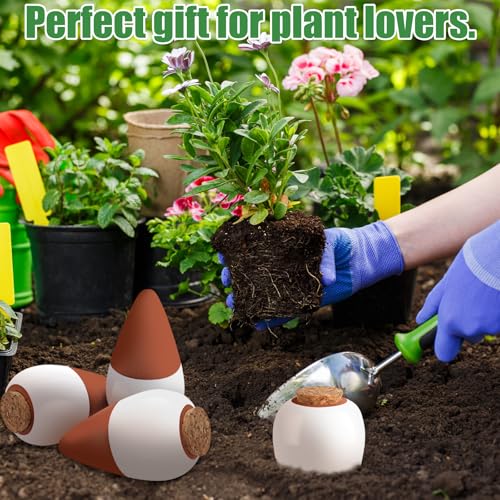 Terracotta Watering Spikes, 4 Pack Ollas Self Watering Globes, Slow Release Self Watering Planter Insert, Plant Watering Globes for Indoor and Outdoor Plants