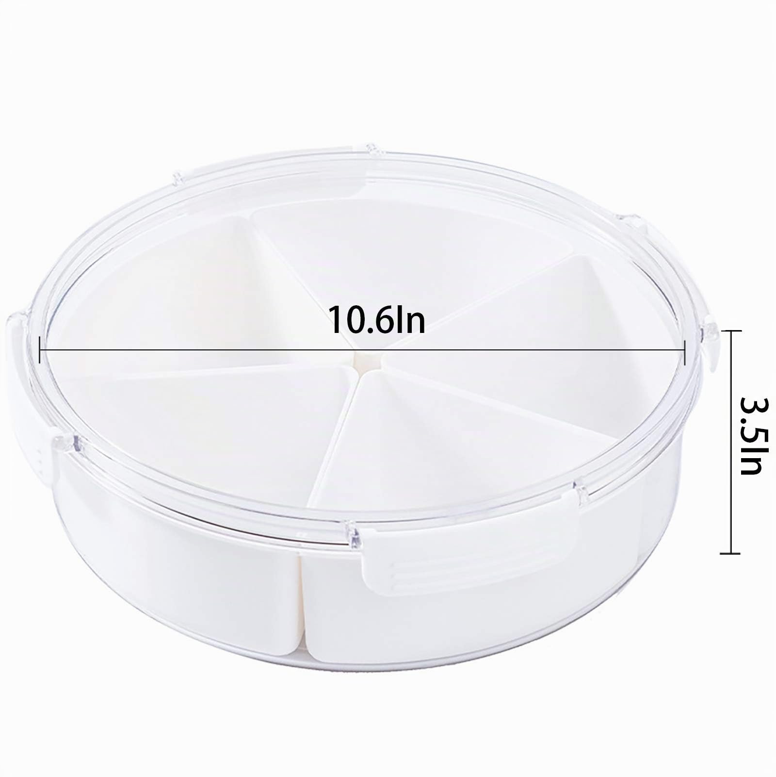 WUWEOT 27cm Snackteller mit 5 Einzelnen Fächern Servierschale mit Deckel Servierteller Kunststoff Süssigkeiten Teller Set für Nüsse Getrocknete Früchte Snacks Süßigkeiten Keks
