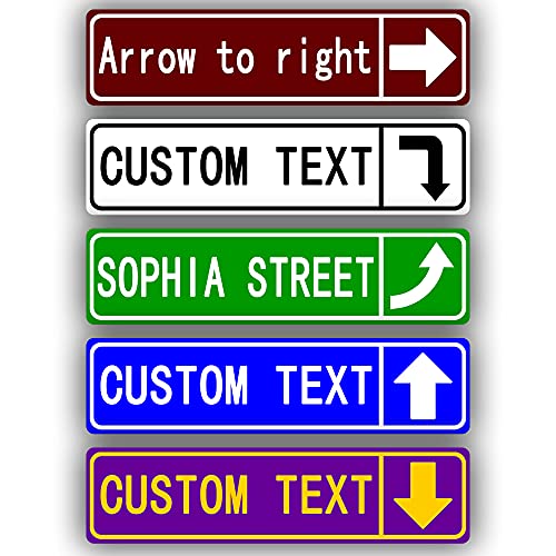 TESCCA 16 X 4 Personalized road street sign with or without arrow icon direction sign yard patio garage office way custom metal sign (arrow icon on the right)