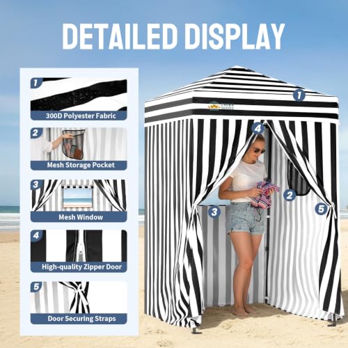 CROWN SHADES 5x5 Pop Up Changing Tent, Portable Changing Room, Black/White miniatura 5