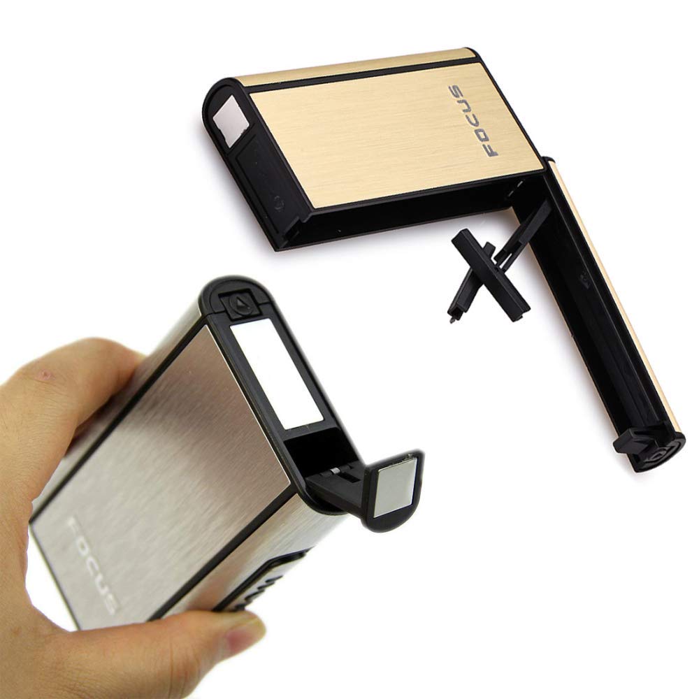 ZHome Aluminum Pocket Cigarette Case Automatic Ejection Holder Metal Tobacco Storage Box Black : Health & Household