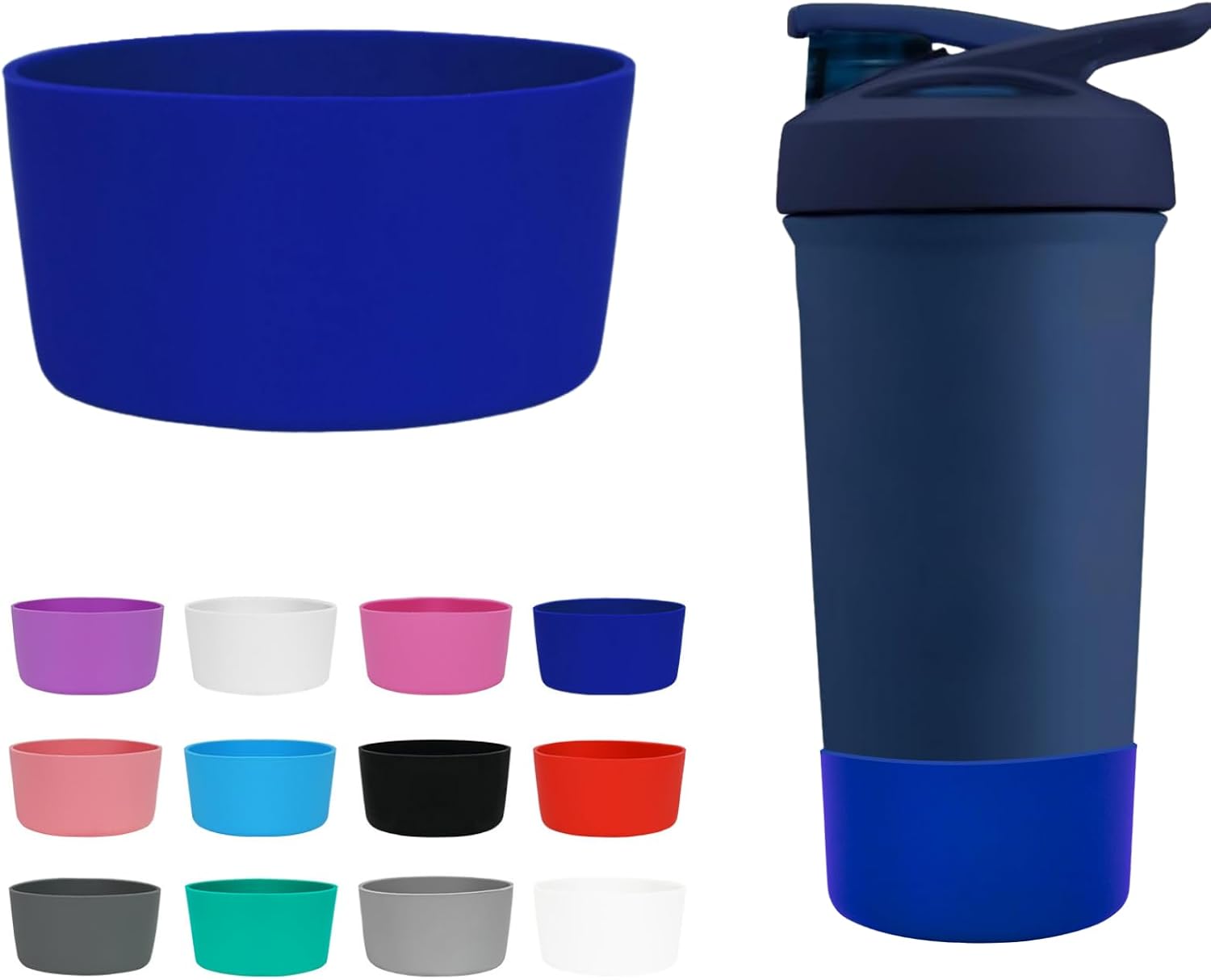 Silicone Shaker Bottle Boot for BlenderBottle Strada, Anti-Slip Protective Sleeve for Shaker Cup, Protects Strada Flip/Strada Twist/Strada Sleek Stainless Steel Water Bottles, 24/25/28OZ, Navy