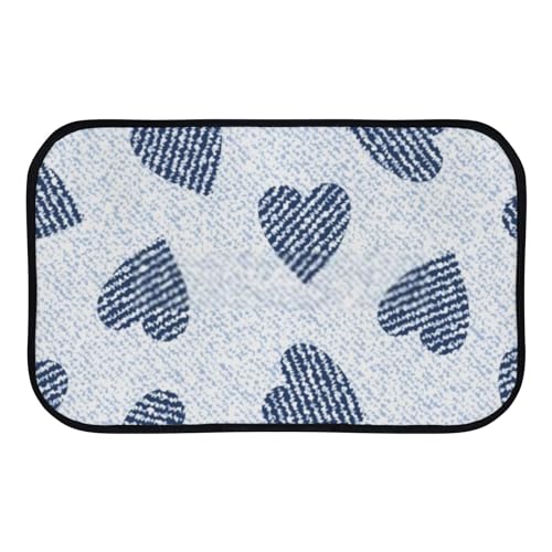 Nuansexi Bathroom Rugs Hearts Seamless Pattern Light Blue Floor Mats Non Slip Bathmat Doormat Tub Mat Coral Velvet Absorbent Entrance Carpet Mats Machine Washable Bedroom Decor