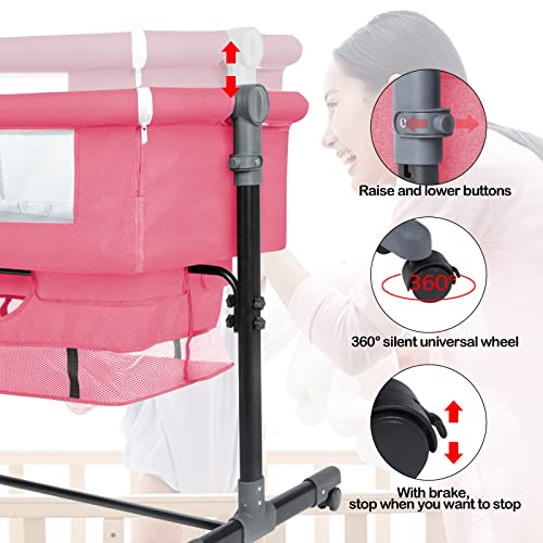 Ricuton Bedside Bassinet, Bedside Sleeper, Bedside Crib With Adjustable Height, Easy Folding Portable Crib, Portable Bed For Infant/Newborn #TOP3