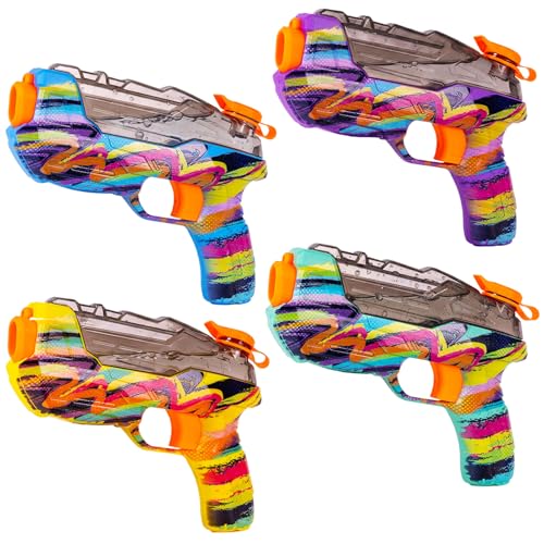 ZEBNYYA 4 Pack Water Gun for Kids Adults, Watercolor Squirt Gun with Trigger, Long Range Water Pistol, Super Water Blaster Soaker Toys for Outdoor Play, Pool, Beach, Yard, Summer Party
