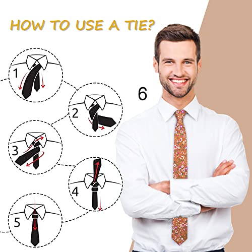 Image of Mantieqingway Men's Cotton Floral Neck Tie 2.56'' Printed Skinny Tie