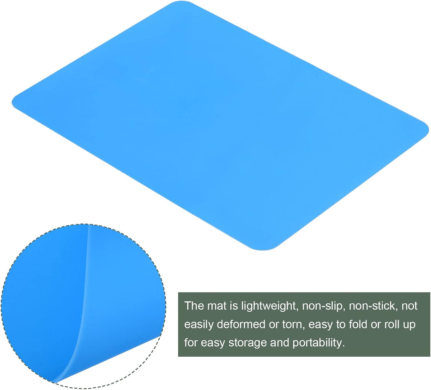YOKIVE Silicone Mat, Non-Slip Nonstick Sheets Protector | Heat Resistant Reusable for Home DIY Craft (Blue, 23.62x15.75 Inch)