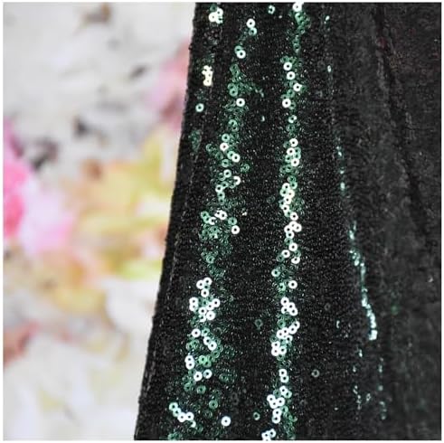 Shimmer Dark Green Sequin Fabric by The Yard Two Way Stretch Spandex Embroidered Mesh African Lace Sequin Fabric for Dress Sewing