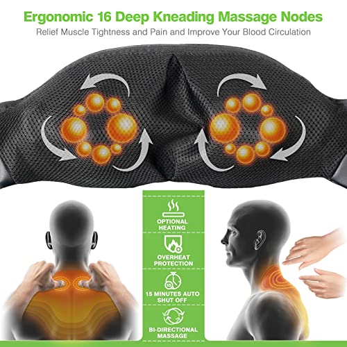 Cotsoco Shiatsu Back Neck And Shoulder Massager With Heat,Deep Tissue 3D Kneading Pillow, Electric Full Body Massager For Shoulders,Legs,Foot,Body Muscle Pain Relief,Gifts For Mom Dad #TOP1