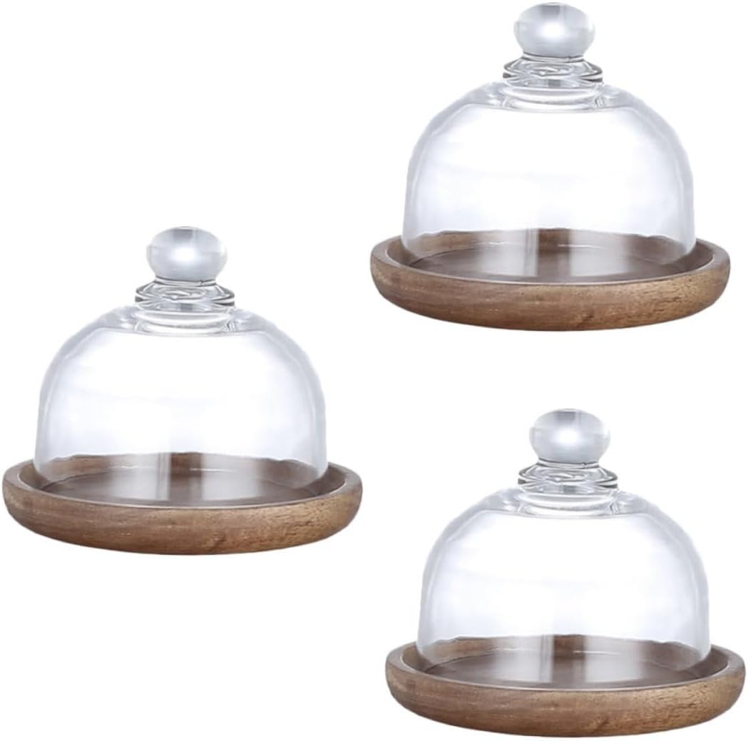 Homoyoyo Mini Dessert Plate Set Wood Glass Cake Display Plate Snack Containers Food Containers Snack Tray Practical Storage Cake Serving Tableware Housewarming Present