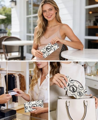 Image of Immaturus Crow Womens Wallet, Slim Thin RFID Blocking Card Wallets, Bifold PU Leather Credit Card Holder Organizer, Cute Cash Clutch Long Billfold with Zipper Coin Pocket Ladies Girls Gift