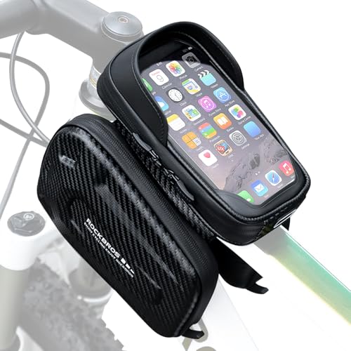 Sacoche Cadre Vélo pour smartphone et GPS en randonnée VTT avec visière pare-soleil