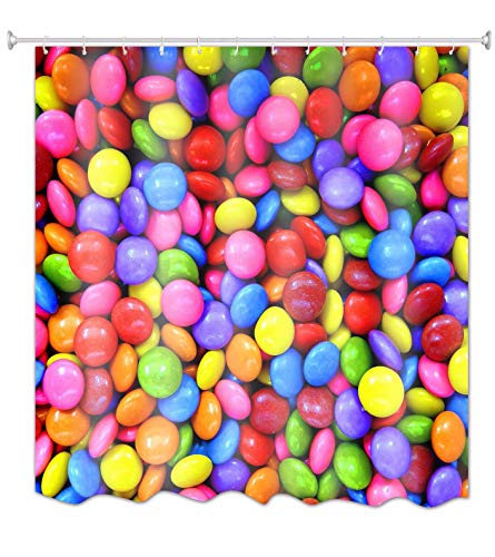 A.Monamour Bunte Regenbogen-Pille Geformte Süßigkeit 3D-Bild-Druck Wasserdicht Mehltau Beweis Stoff Polyester Duschvorhang Für Bad Décor 150X180 cm / 60 