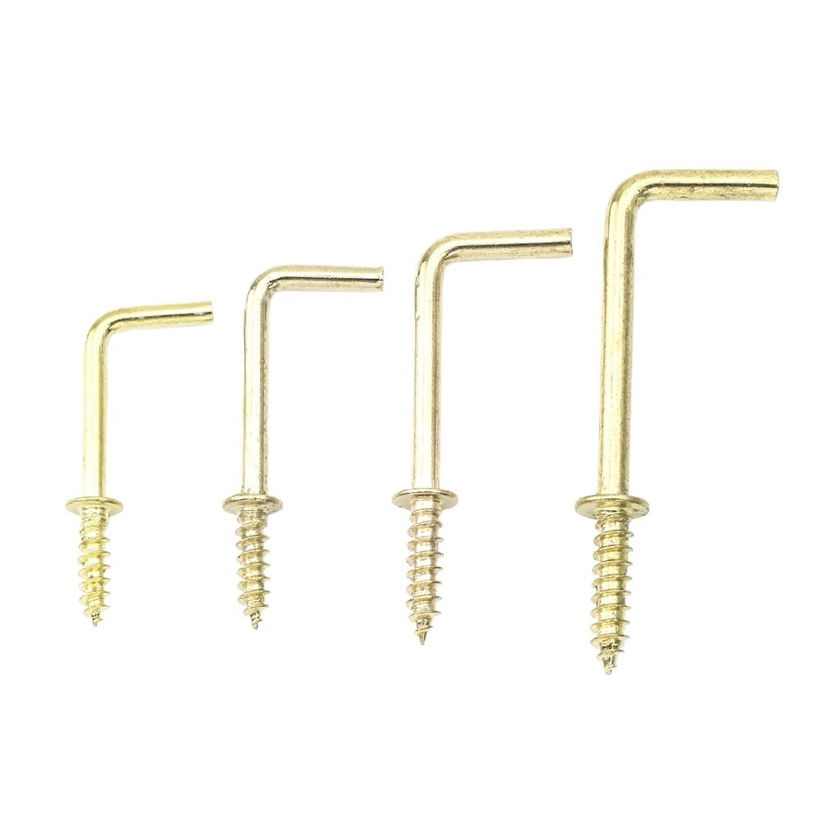 Cigpklo 1-1/2" L Shaped Hooks Screw 10-30Pcs 1/ 3/4" Gold L Shape Right Angle Screw Hooks Self Tapping Screw-In Hook For Wall Hanging(,20Pcs)