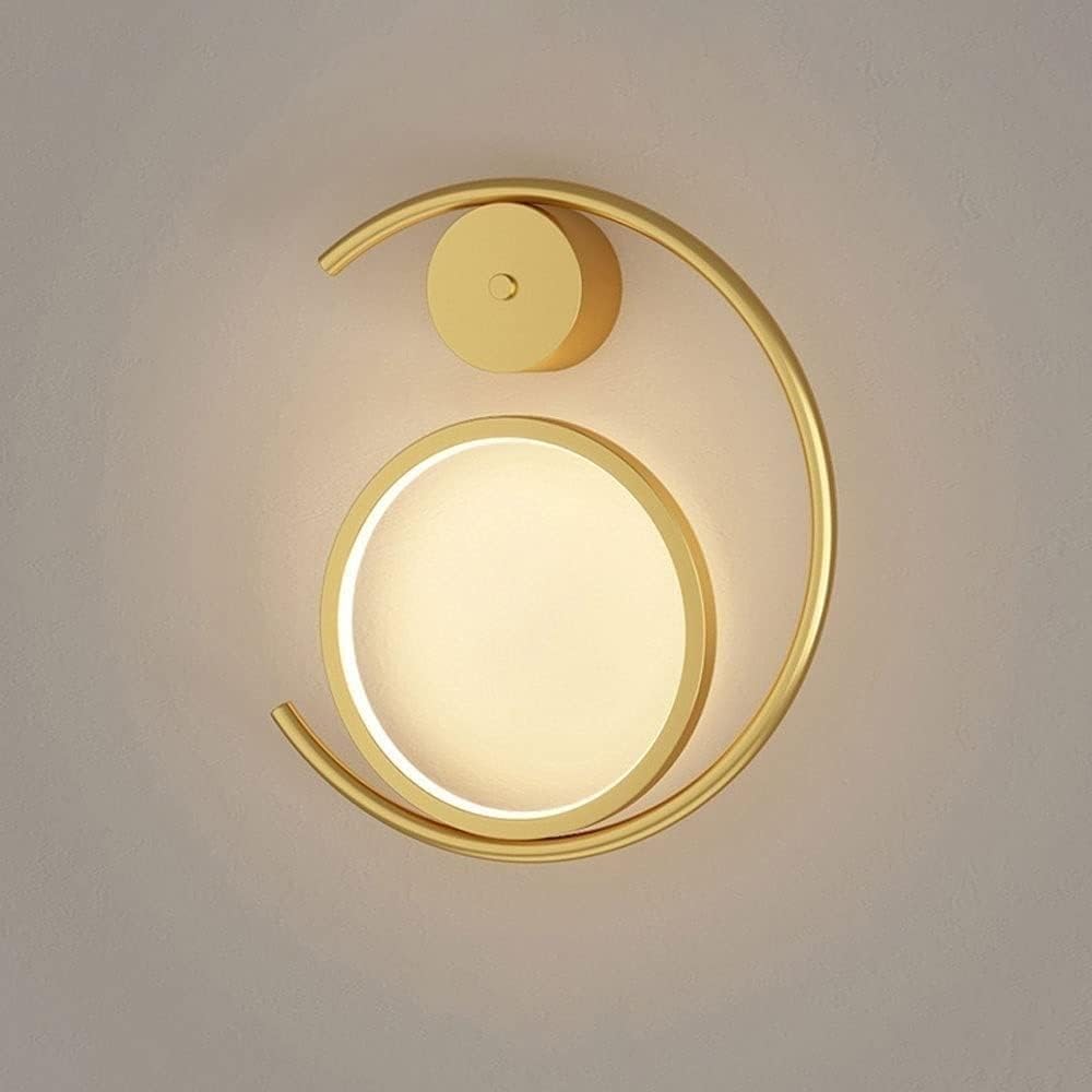 Złoty kinkiet ścienny 13 W LED Okrągły pierścień Dekoracyjne oświetlenie ścienne | Współczesne minimalistyczne geometryczne kinkiety | Kinkiety do wnętrz Salon Corr