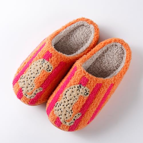 Image of Cute Animal Slippers for Women Man Cartoon Animal Slippers for Woman Fuzzy Memory Foam Winter Warm Fluffy Shoes