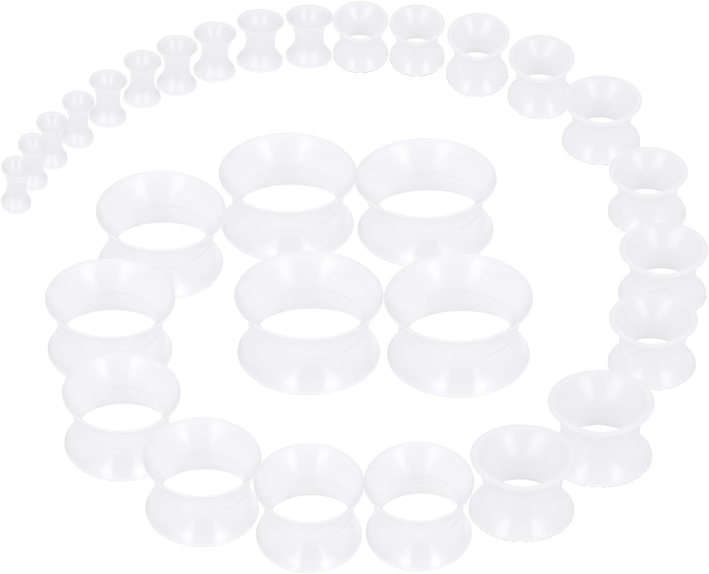 Silicone Ear Gauges Tunnels Plugs for Ears Women Men Earrings Black/Clear/White Size 2.5mm-25mm 10G-1In Double Gage Retainer Stretching Kit Starter Stretchers Expander