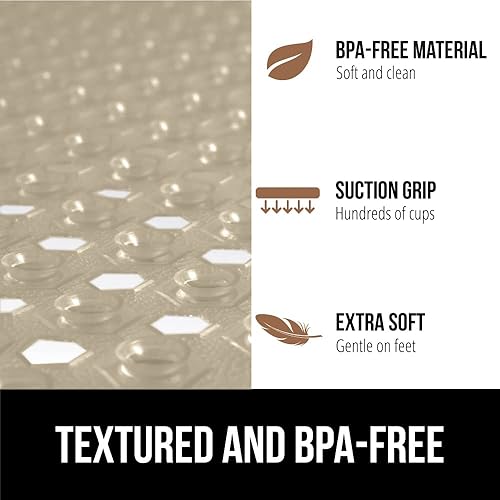 Vista 155 de Gorilla Grip - Alfombra de baño, ducha y bañera patentada, lavable a máquina, anti-bacteriana, sin BPA, látex, sin ftalatos, cuadrada, con agujeros