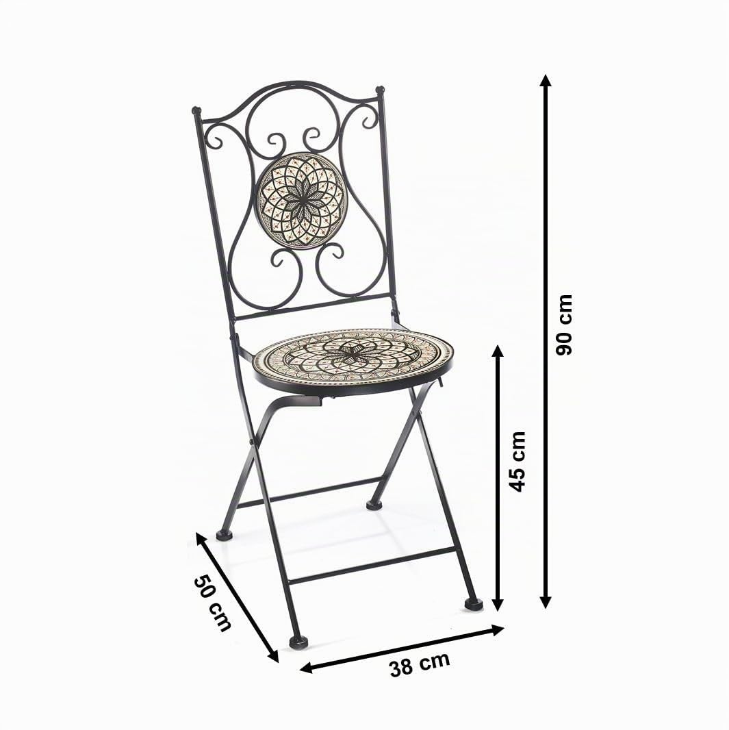 Kobolo Gartenstuhl Klappstuhl Metallstuhl Mosaikoptik 90 cm Weiß-Grau