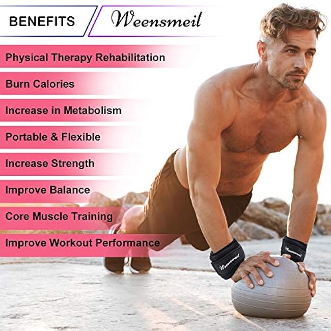 Ankle Weights 1 Pair 1 2 3 4 5 6 10 12 LBS Wrist Weights Arm Weights Leg Weights for Women Men Kids with Adjustable Strap, Strength Training Ankle Weights Set for Running Gym Fitness Workout Walking Jogging