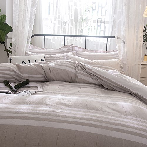 Merryfeel Cotton Duvet Cover Set,100% Cotton Seersucker Duvet Cover Set, Yarn Dyed Stripe Bedding Set,3 Pieces - King #TOP6