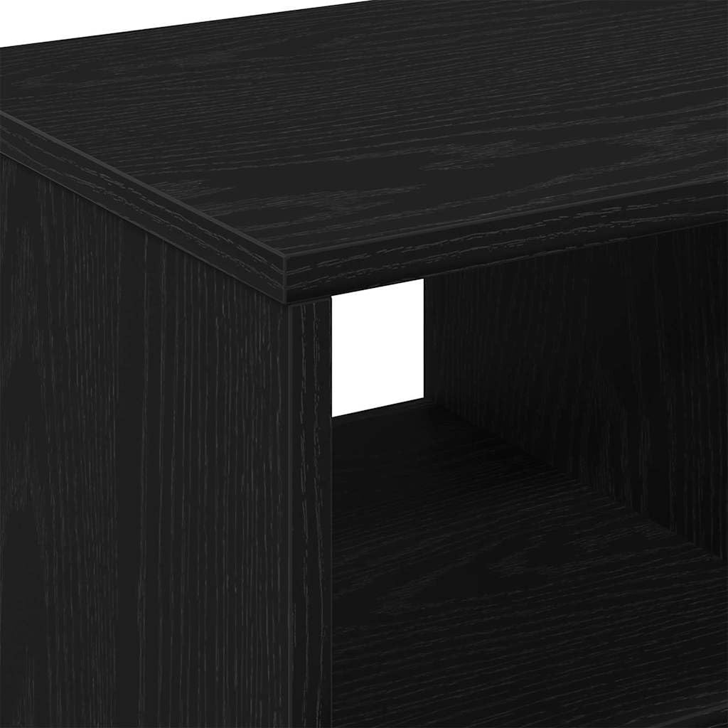 Mesa auxiliar con ruedas, aspecto de roble, color negro, 50 x 30 x 55 cm, mesa de centro móvil con compartimento de almacenamiento, pequeña mesa de café para salón y dormitorio, mesa de sofá