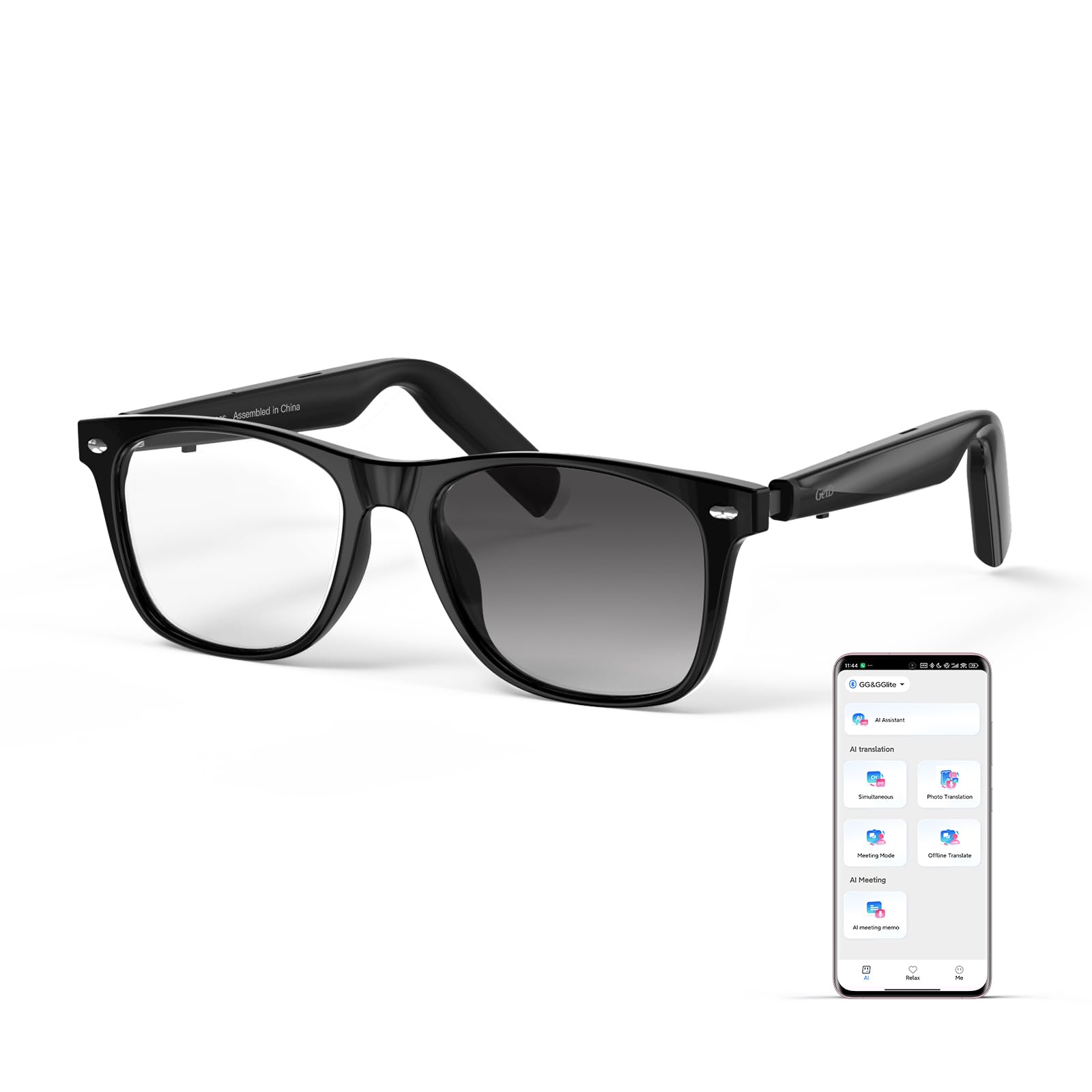 GetD AI Glasses for Men & Women, Smart Glasses Powered by ChatGPT, AI Real-time Translation with 145 Languages, 11H Music Play, Bluetooth Glasses with Photochromic Lens for Daily Use, Travel
