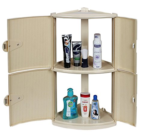 Image of CIPLA PLAST Double Door Cabinet for Storage | Storage Racks for Home | Wardrobe Storage | Storage Cabinet for Living Room /Kitchen Storage | Bathroom Cabinet Without Mirror | BRC-704 (White)