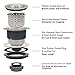 3-1/2-Inch Kitchen Sink Drain Strainer Assembly Kit, GZILA Deep Waste Basket Strainer with Sealing Lid Sink Stopper, 304 Stainless Steel Brushed Nickel