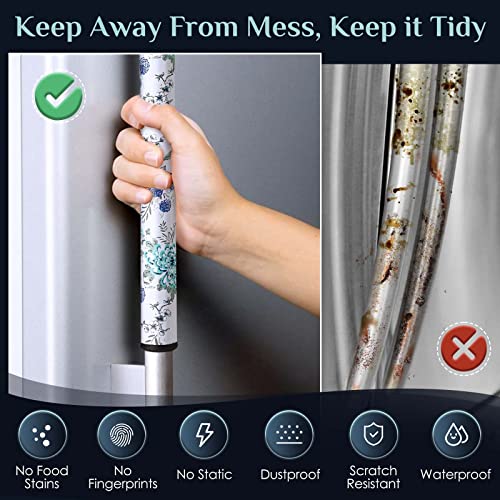Image of Nuovoware Refrigerator Door Handle Covers, Fridge Handle Covers Set of 6 for Kitchen Appliance, Washable Decor Cloth Keep Fridge Microwave Dishwasher Oven from Oil Fingerprint Stain, White Flowers