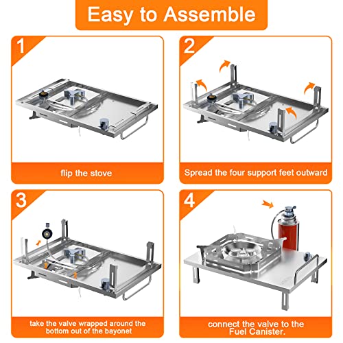 Lasieyo 7500W Camping Stove, Folding Windproof Camping Gas Stove Igt Stove With Storage Bag Butane Fuel Canister Adapter For Igt Camping Table Outdoor Hiking Picnic Kitchen #TOP2