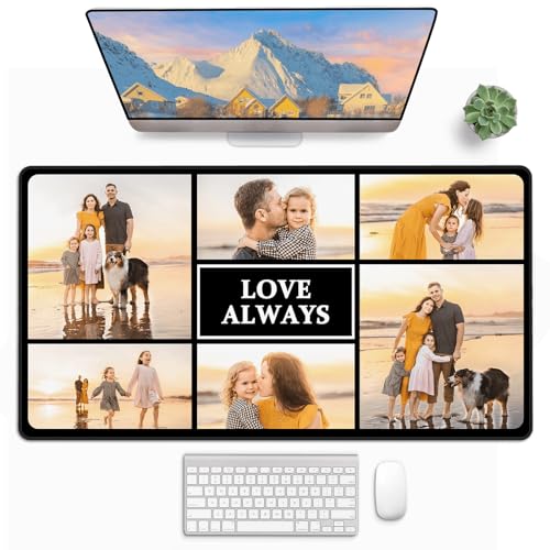 YZPPDHFC Custom Desk Mat, Customized Large Mouse Pad with 6 Photos, Desk Pad for Keyboard Mouse, 16...