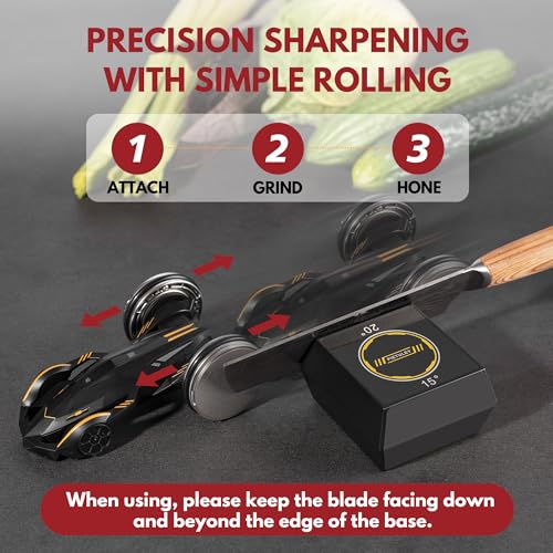 Pietuley Enhanced Rolling Knife Sharpener for Kitchen Knives - Perfect Kitchen Knife Sharpening Tool, Ideal Gift for Men - Image 4