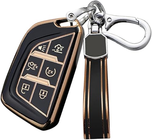 Avgardcat Funda para llavero de TPU compatible con Cadillac 2020 2022 CT5 CT6 XTS XT4 XT5 XT6 ATS Escalade ESV accesorios llavero