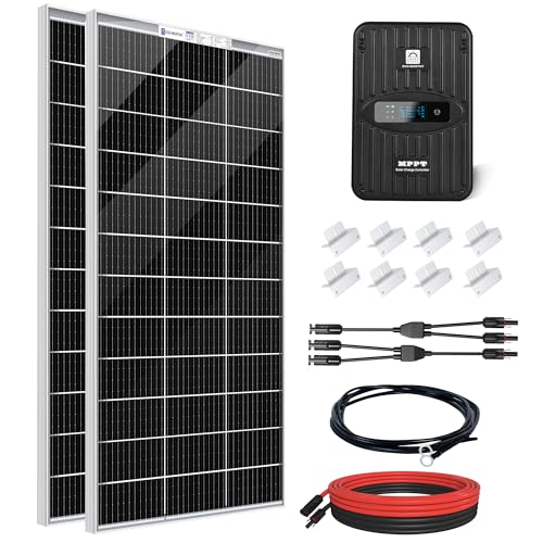 ECO-WORTHY Kit Panneau Solaire 390W : 2 * Panneau Solaire Bifacia...