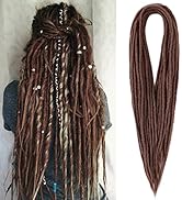 Aguacor Synthetic Double Ended Dreadlock Extensions 24inches Thin 0.6cm Dreads Handmade Crochet H...