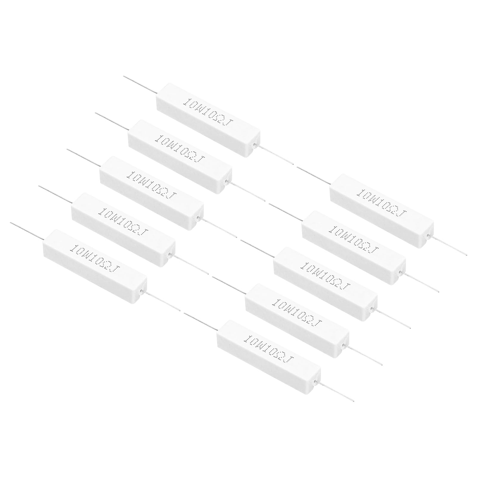 PATIKIL 20 Pieces 10W 10 Ohm Ceramic Cement Resistor Electronic Components Resistors Kit Tolerance 5% for Power Supplies Audio Computer TV Circuit Boards
