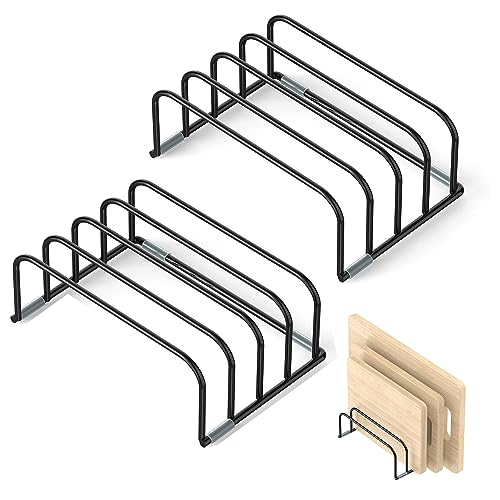 Reviews y listado de Soportes para tablas de cocina favoritos de las personas. 37 HSpiow Organizador de tabla de cortar 2 unidades, soporte para tabla de cortar para encimera de gabinete de cocina, soporte organizador compacto para hoja trasera, tabla de cortar...