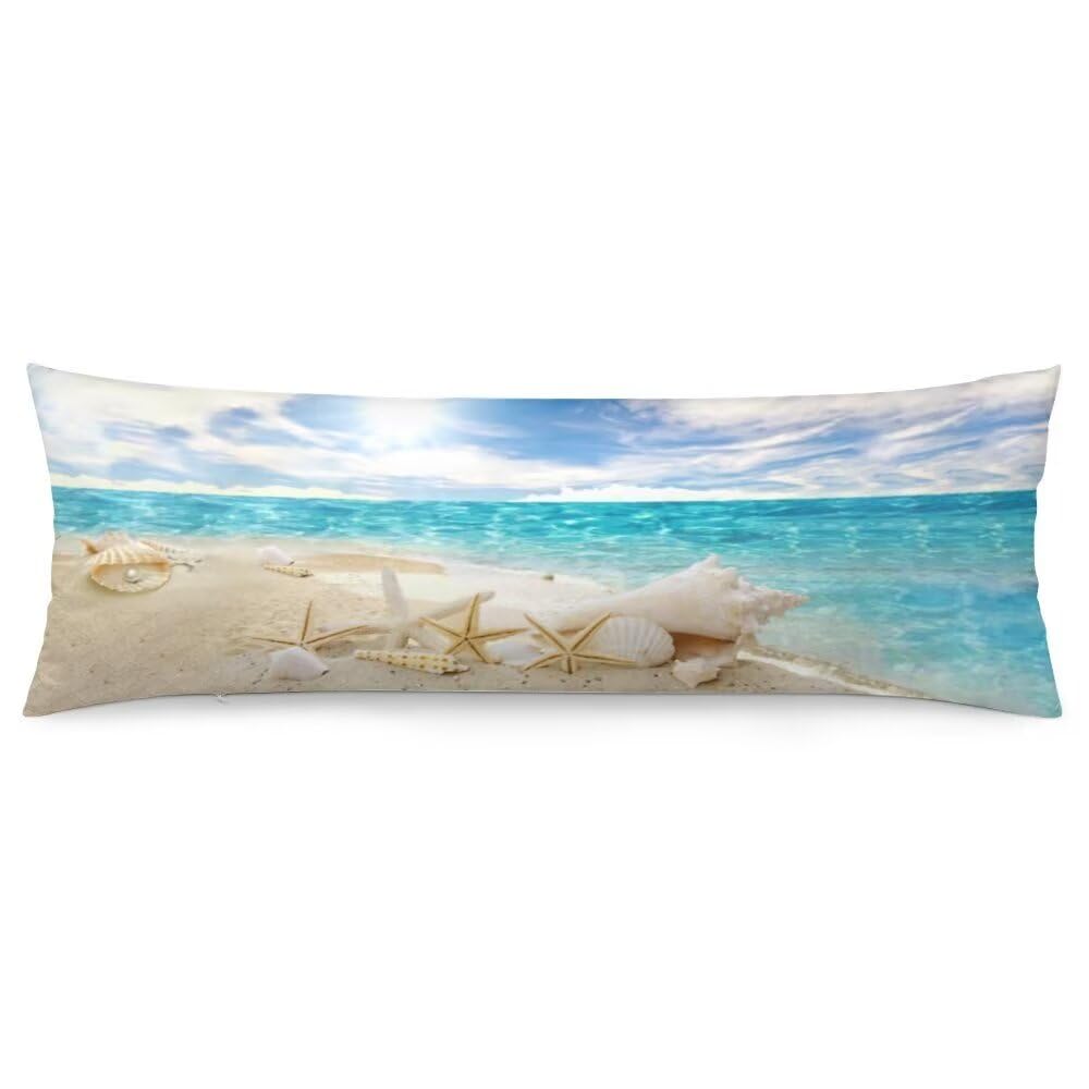 Cotton Body Pillow Case With Zipper Nautical Coastal Body Pillow