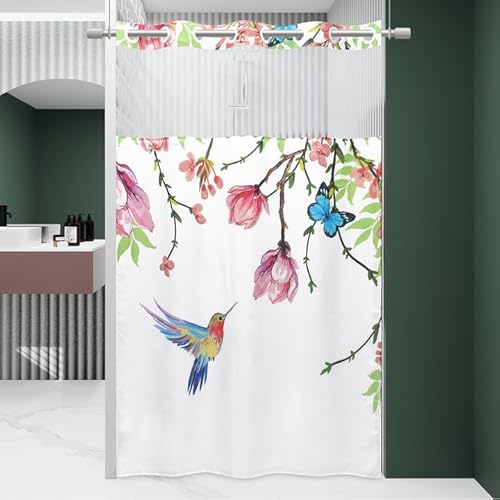 WITHLOC Kolibri Stoff Duschvorhang ohne Haken