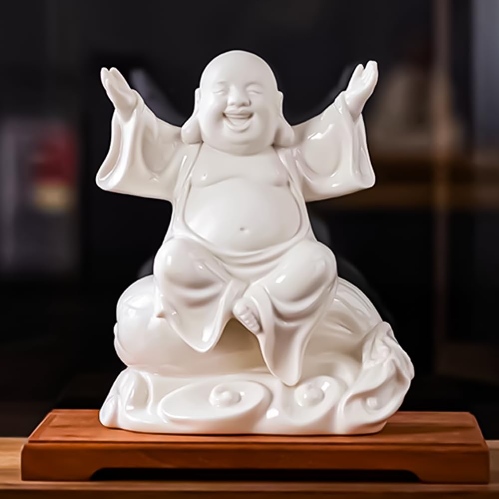 Amazon.com: ARBTOTCE White Laughing Buddha Statue 8.2