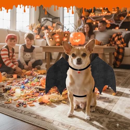 OLANRUN-Dog-Halloween-Costume-Dog-Bat-Wings-Costume-with-Pumpkin-Bells-for-Halloween-Party-Decorations-Cute-Dogs-and-Cats-Bat-Wings-Cosplay-Party-Dress-Up-Costumes-for-Large-Dogs