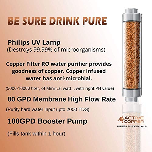Image of AquaDart Active Copper RO+AAA -12 lits Water Purifier With UF+CU+T.D.S, UV, Hi TDS Membrane(3000 PPM)
