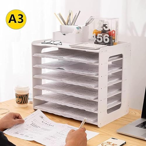 Unità di archiviazione per carta formato A3, scaffale per cartelle da scrivania, vassoio per cancelleria, portadocumenti e riviste, per ufficio e scuola