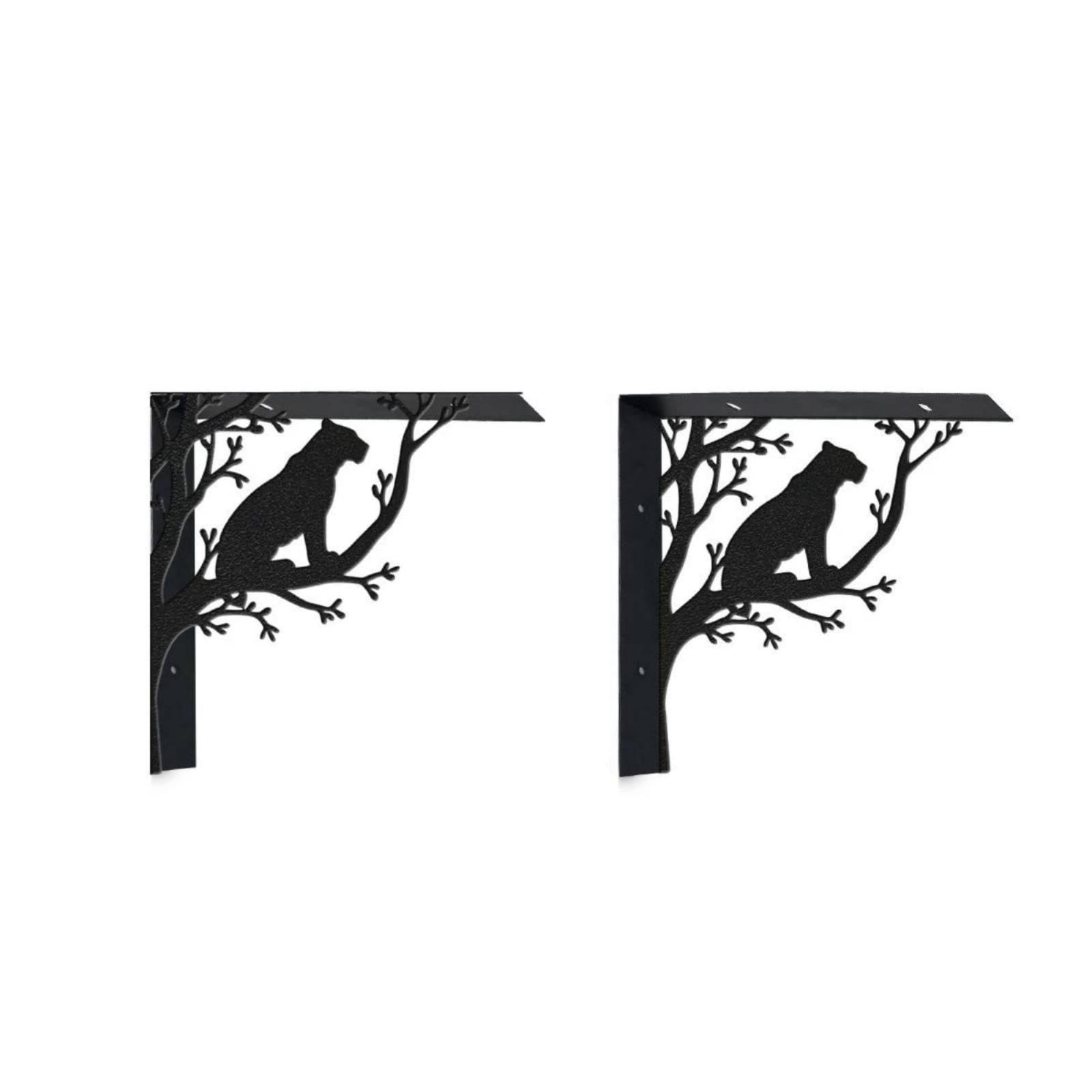 Shelf Bracket with Tree Branch Design Matte Black Wall-Mounted Shelf Bracket Right-Angle Brackets with Branch Design for Living Room, Bedroom, Kitchen Zw260603001c-image-18