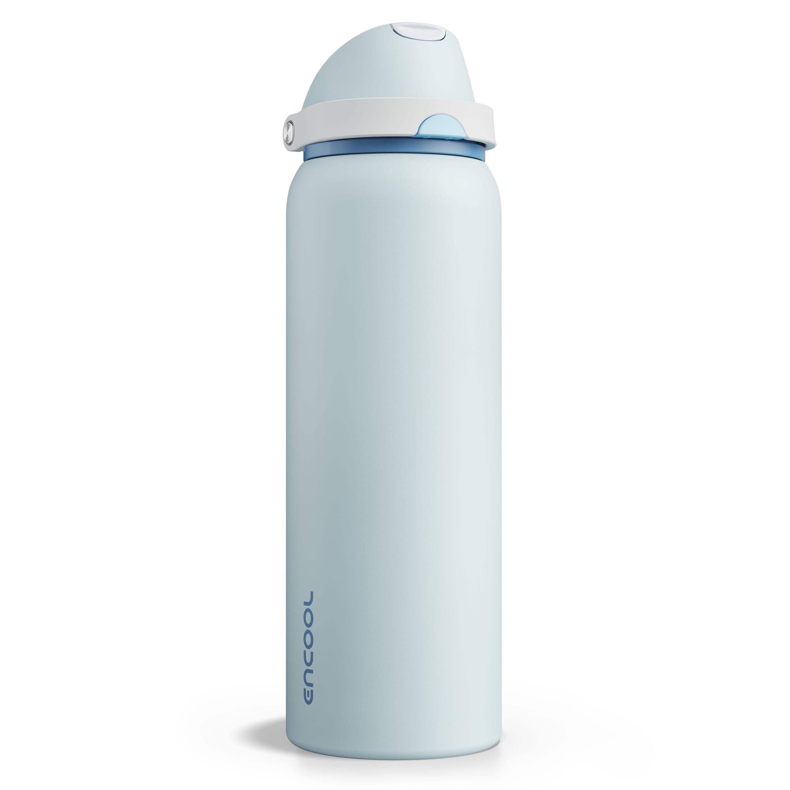 Insulated Water Bottle with Straw - Encool Stainless Steel Water Bottle with Push Button Lid, Leak-Proof &amp; BPA-Free, Keeps Cold for 24 Hours for Sports, Travel, Gym (40 oz, Jungle Mist)