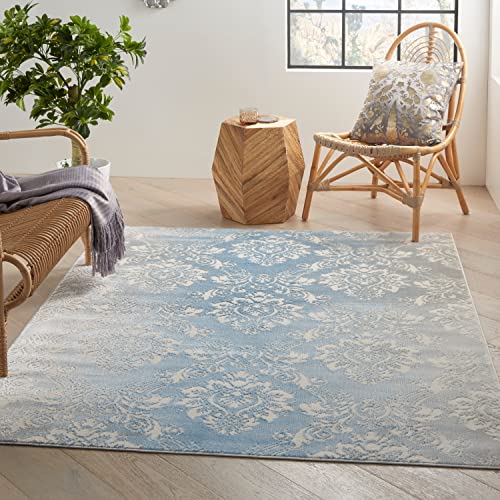 Nourison Elation Floral Ivory Mocha 2'3" X 7'6" Area -Rug, Easy -Cleaning, Non Shedding, Bed Room, Living Room, Dining Room, Kitchen (2X7) #TOP4